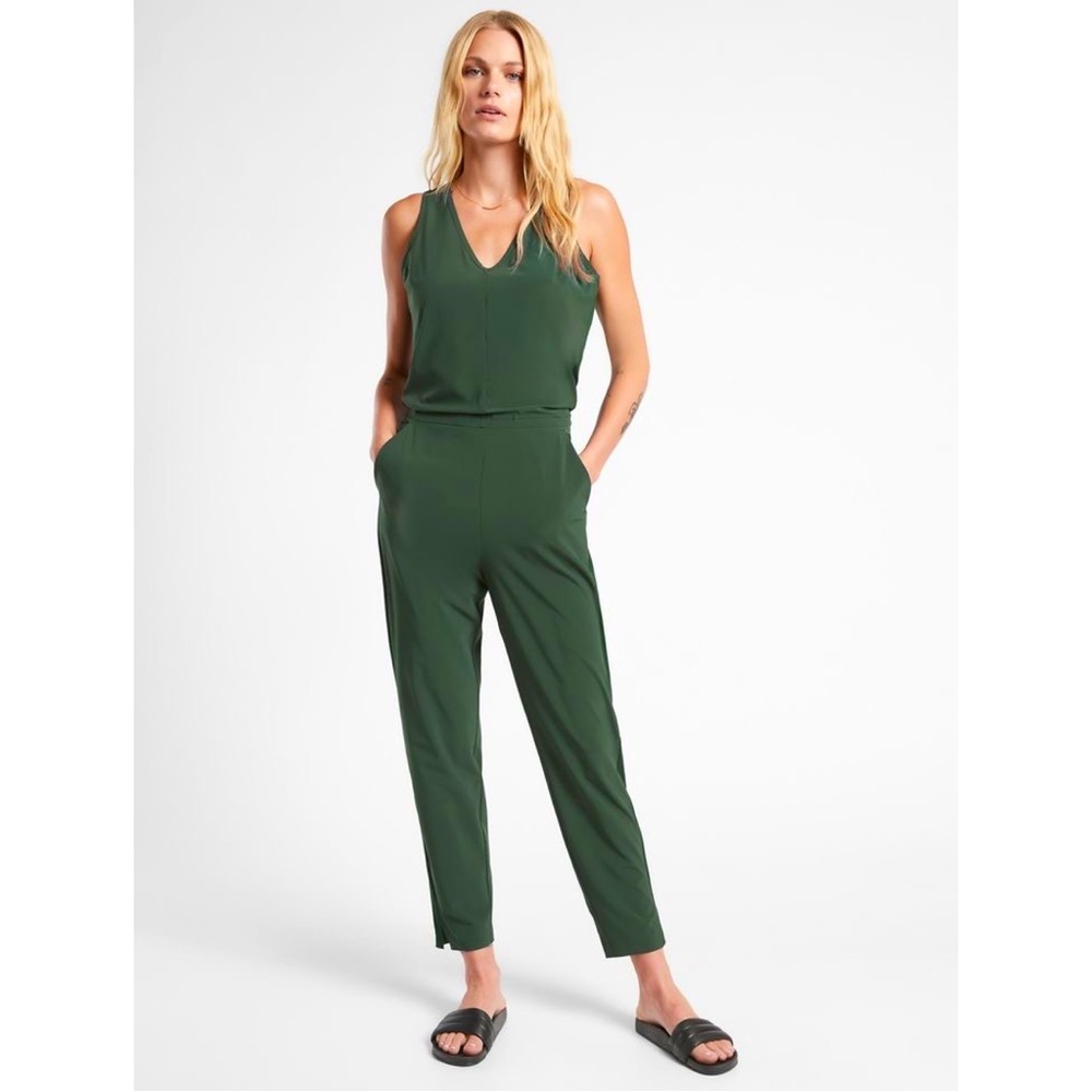 Athleta Forest Green Sleeveless V-Neck Jumpsuit